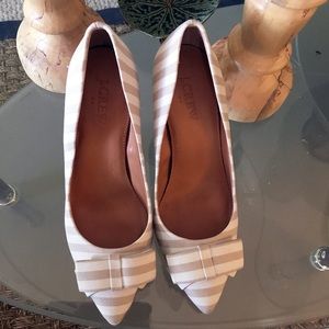 J Crew Tan White Pumps